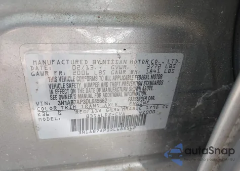 2013 Nissan Sentra Sv из США, поврежденный, VIN 3N1AB7AP3DL685562